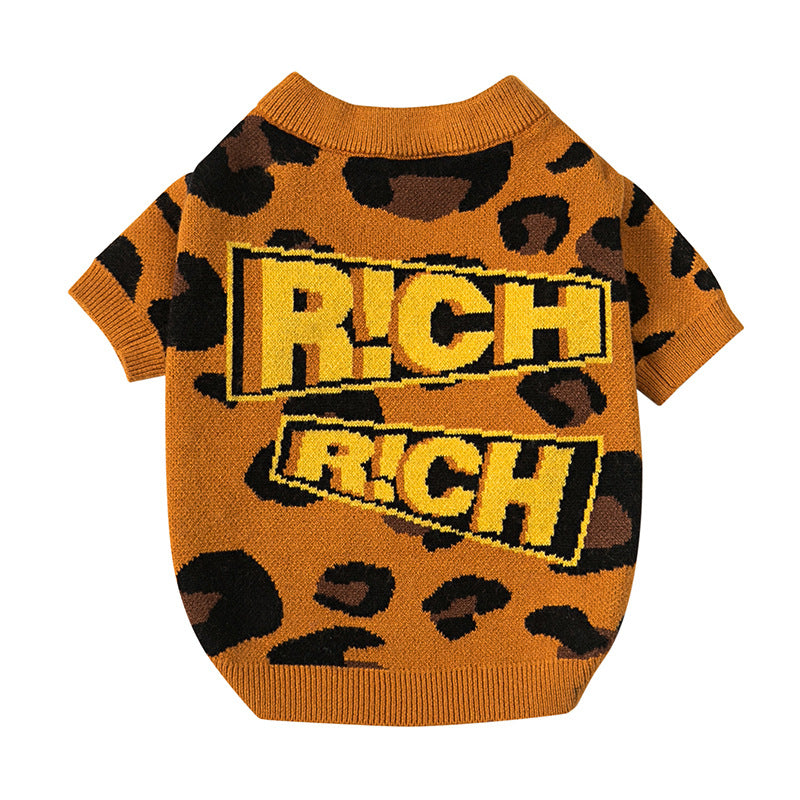 "RICH“ Dog Knit Sweater Brown
