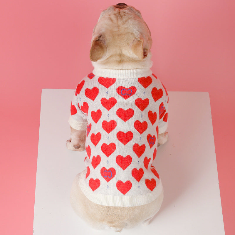 Dog Heart Pattern Knit Sweater