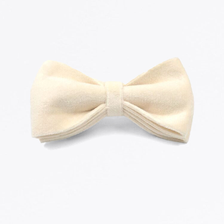 Velvet Dog Bow Tie - Creamy White