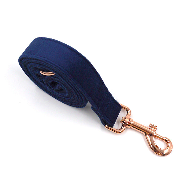 Navy Blue Velour Fabric Dog Leash