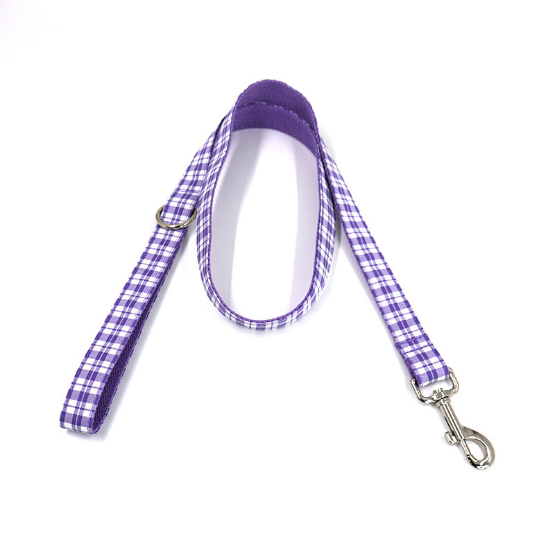 British Style Grid Dog Leash - Purple
