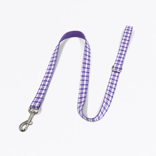 British Style Grid Dog Leash - Purple