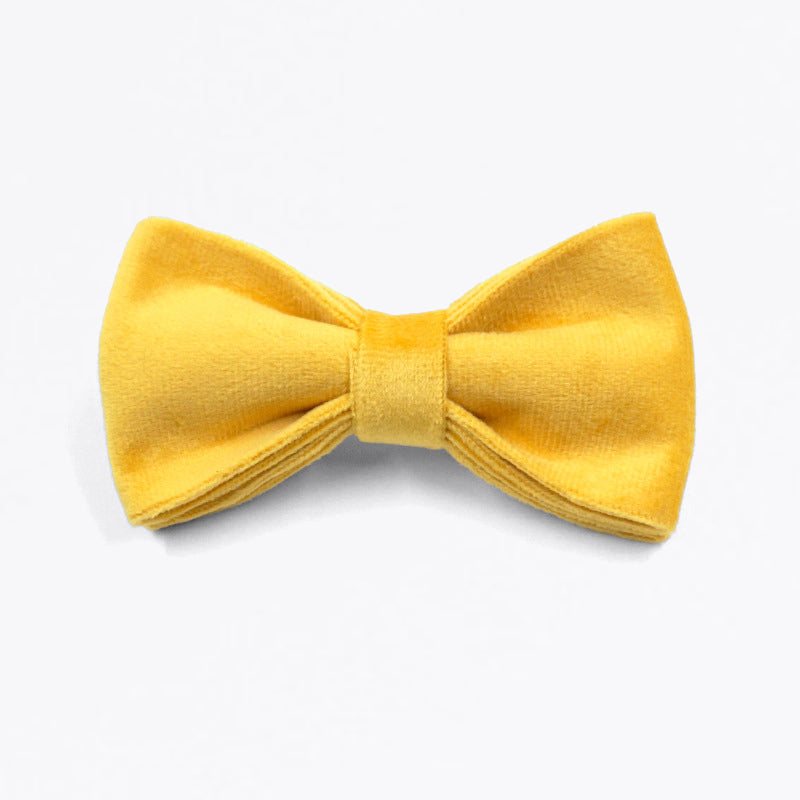 Velvet Dog Bow Tie - Yellow